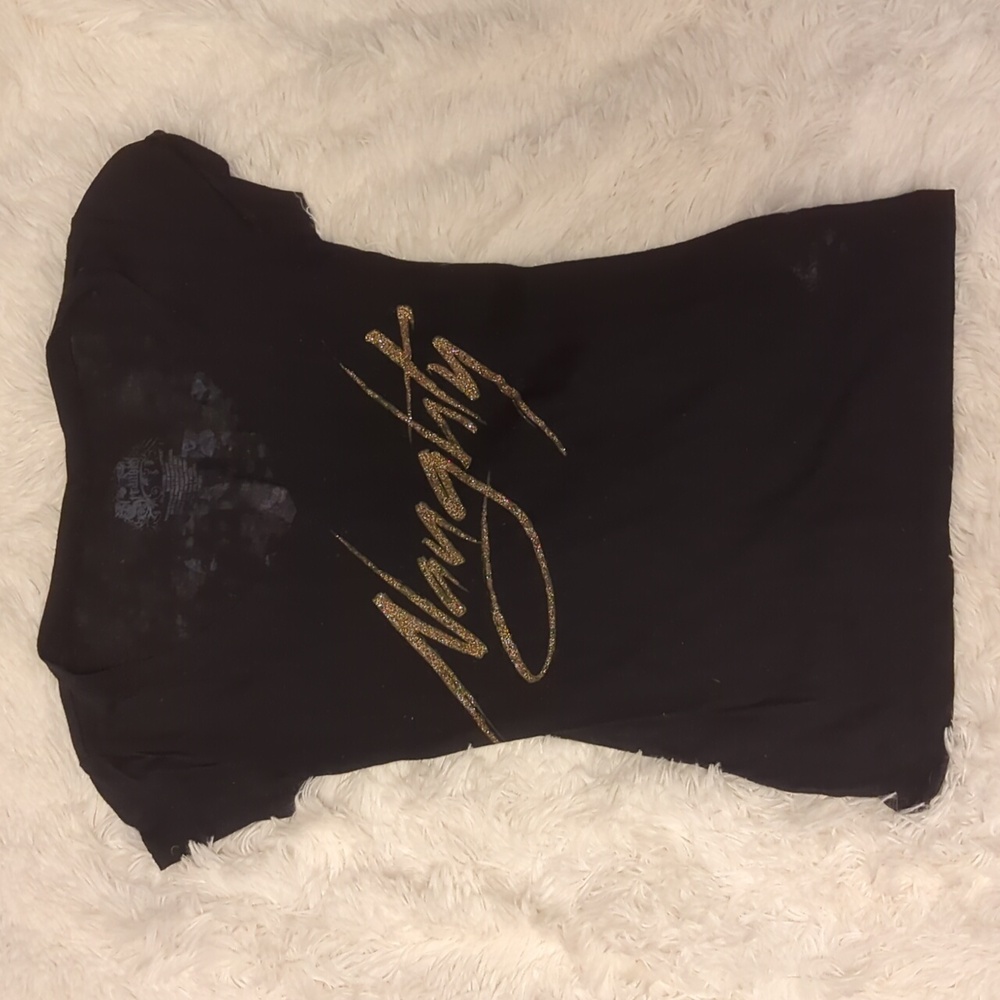 Naughty and Nice Black Sheer Back Shirt size Small